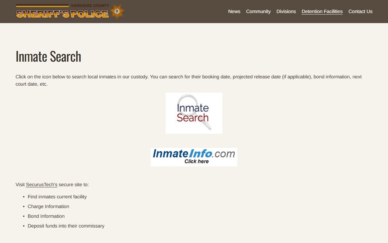 Kankakee County inmate population search tool