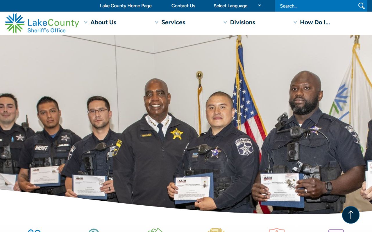 Lake County Sheriff homepage for inmate population information