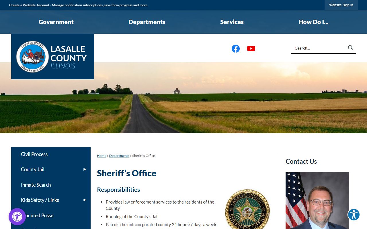 LaSalle County Sheriff office page for inmate population information