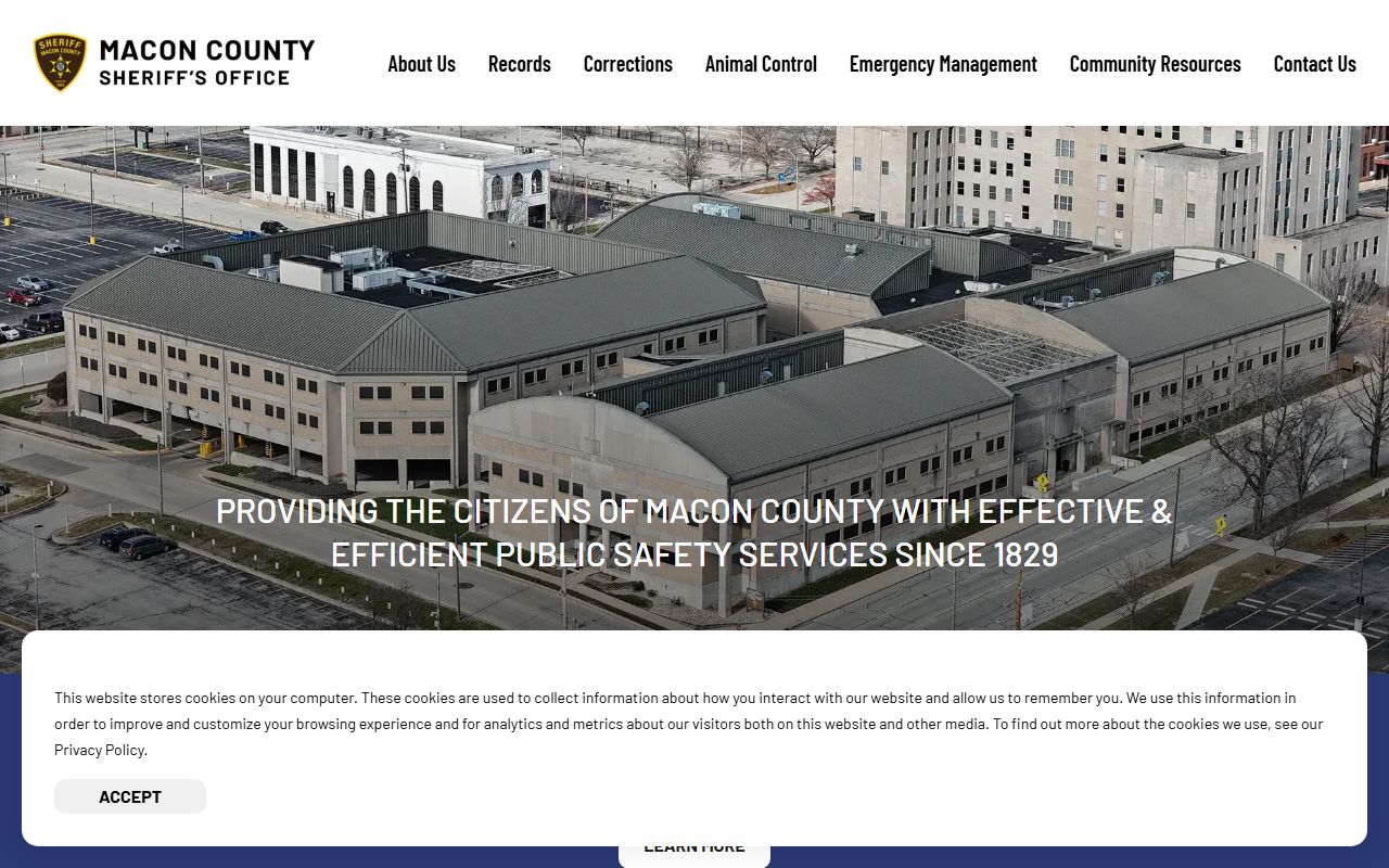 Macon County Sheriff homepage for inmate population records