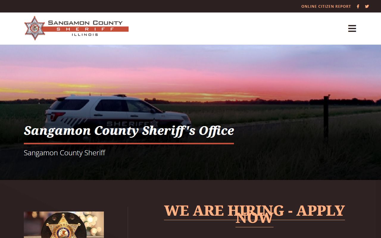 Sangamon County Sheriff homepage for inmate population information