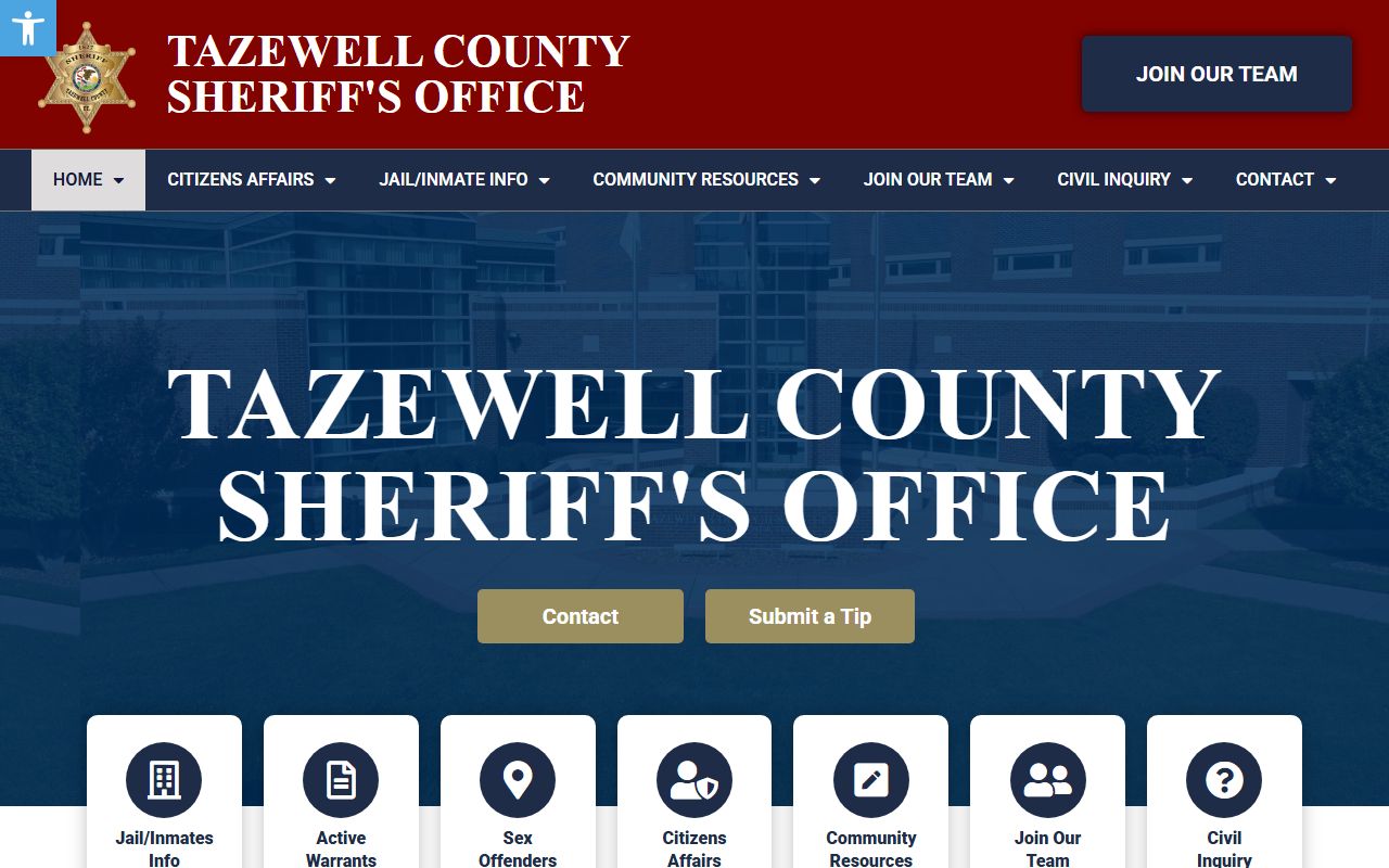 Tazewell County Sheriff homepage for inmate population records