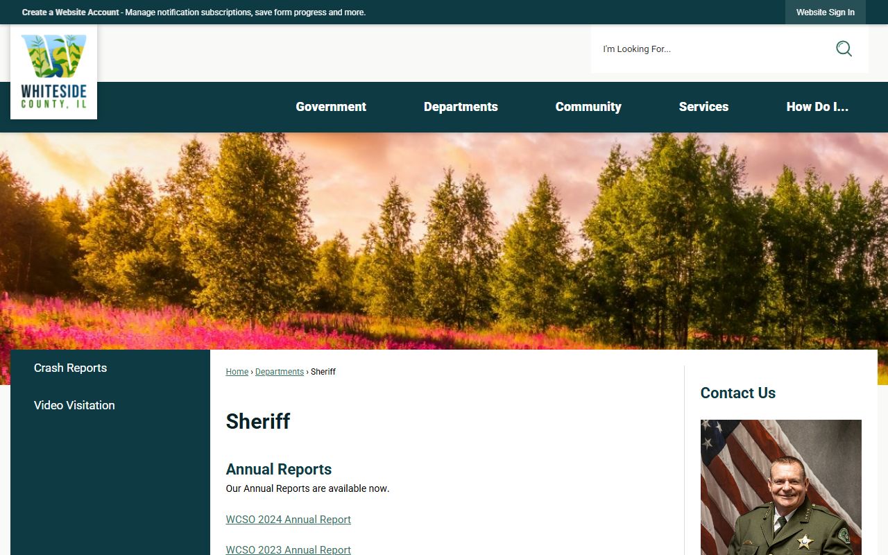 Whiteside County Sheriff office page for inmate population records