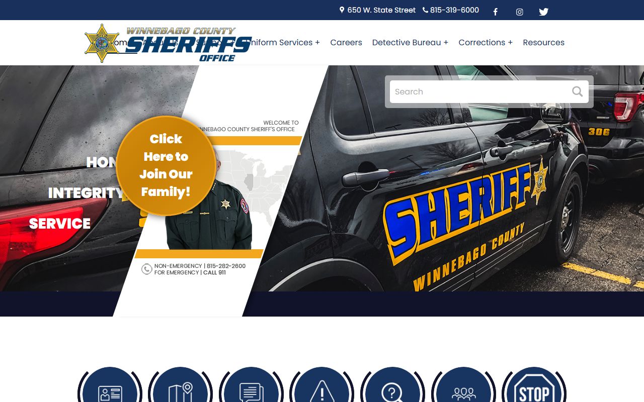 Winnebago County Sheriff homepage for inmate population records